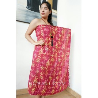 sarongs pareo rayon batik hand stamp red color made in bali